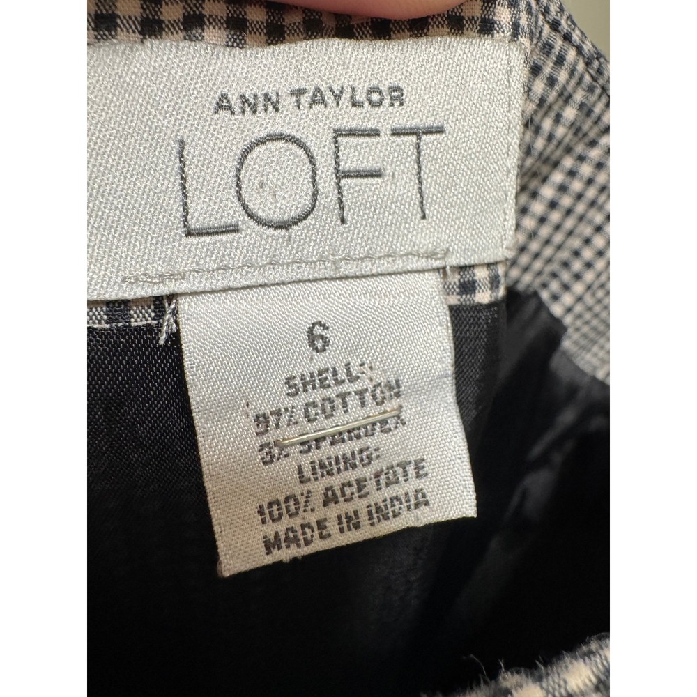 Ann Taylor LOFT Gingham Sheath Dress Womens 6 Black White Plaid Bow Retro‎ 90s - Picture 3 of 13